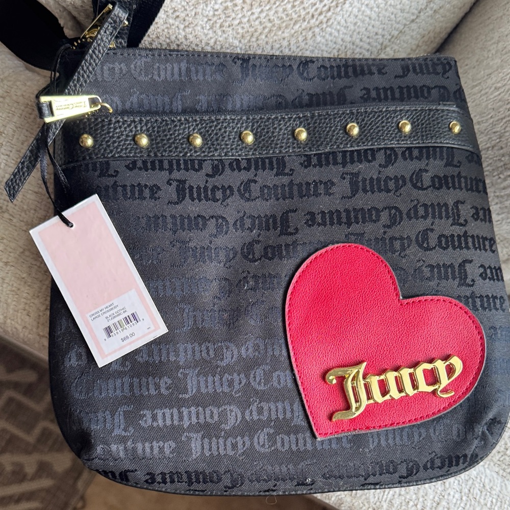Juicy Couture Black Crossbody Bag with Red Heart